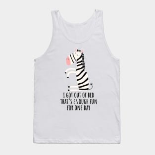 Got Out Of Bed Funny Cartoon Zebra Tank Top